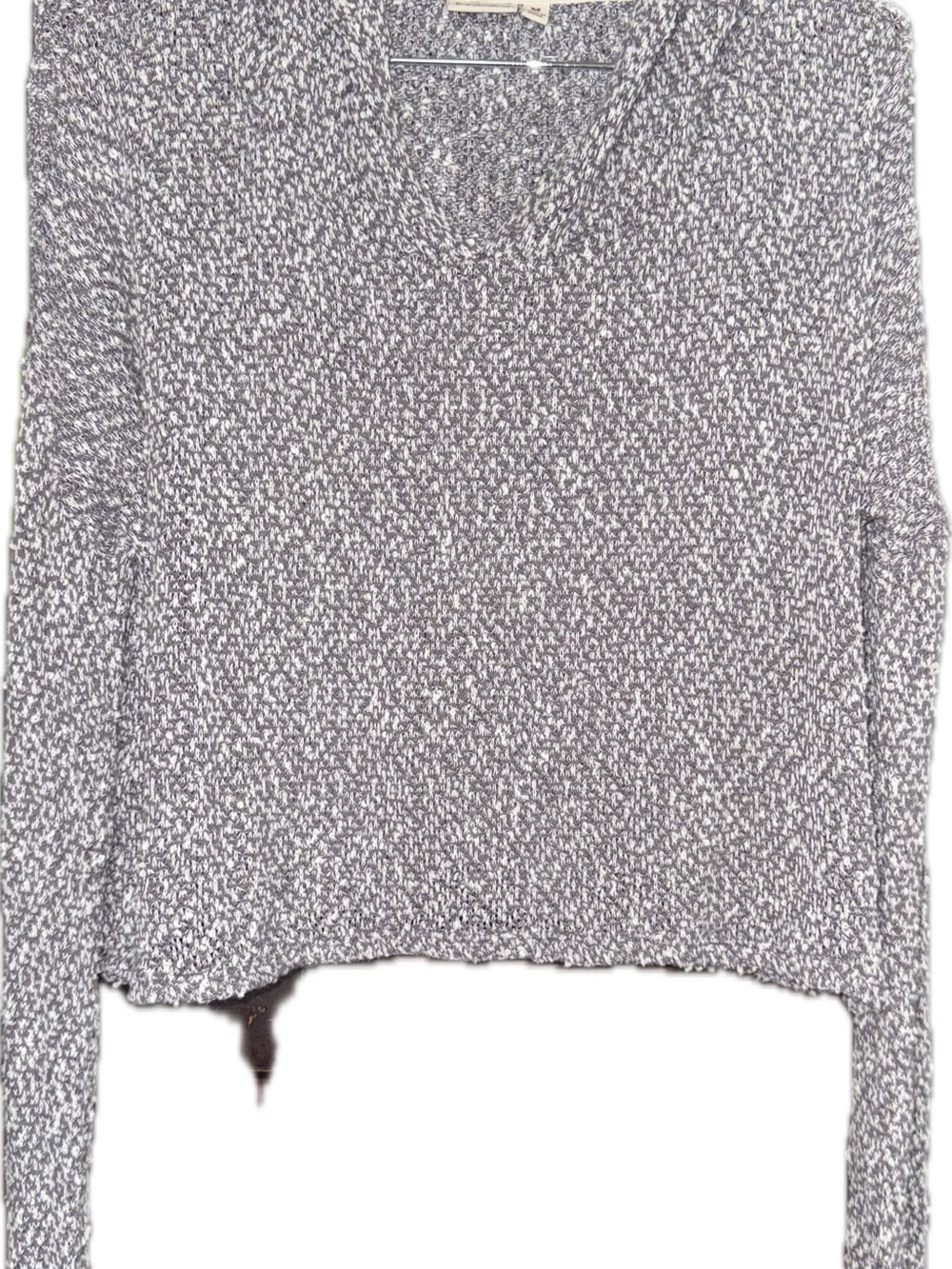Mudd Grey Marled Knit Cropped Sweater Hoodie